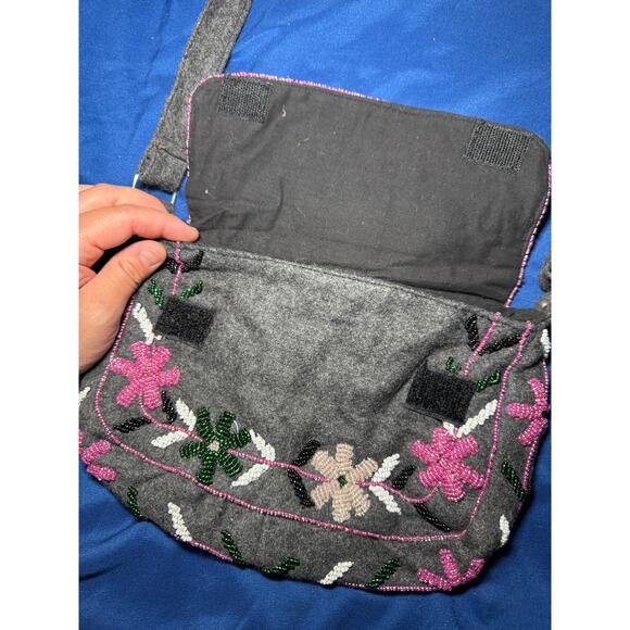 Womens vintage 100% wool beaded mini purse regency fairy evening bohemian - Picture 3 of 7